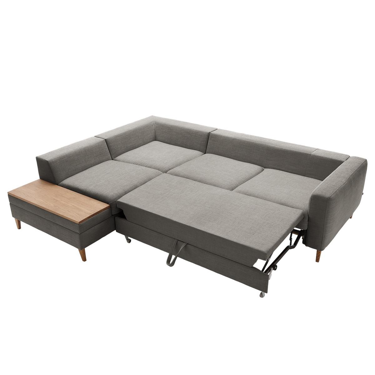 Ecksofa Alika, D. Grau S: 204x260 cm - Dunkelgrau/Eschefarben, MODERN, Textil (204/260cm) - Trendmanufaktur