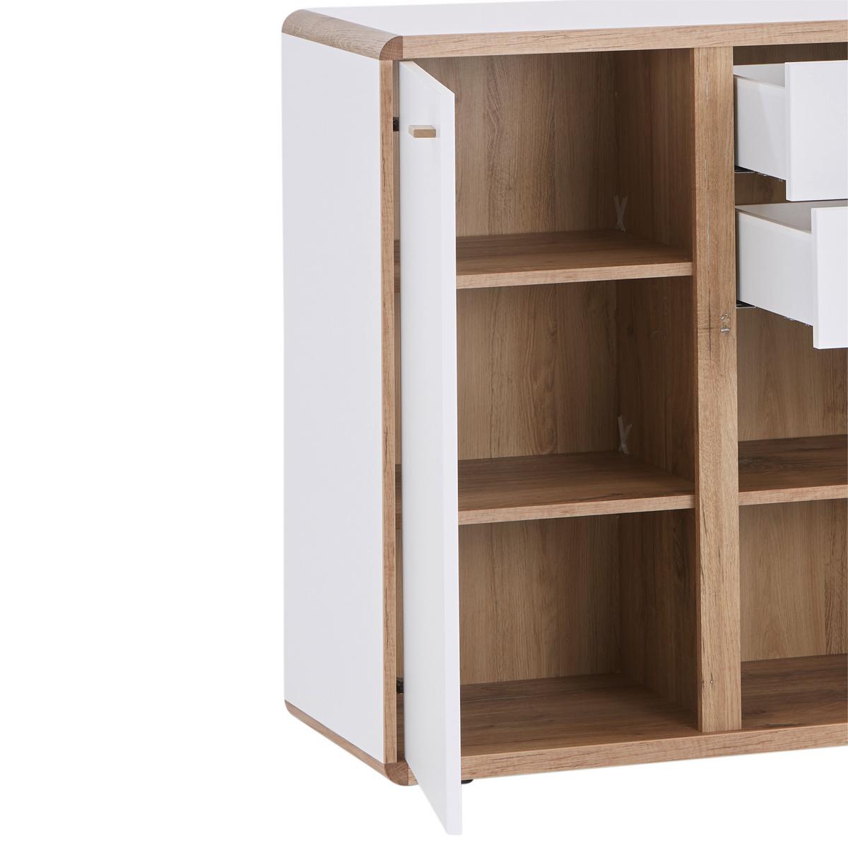 Kommode B: 86 Cm Ronda Weiß/eiche Dekor - Eichefarben/Weiß, MODERN, Holzwerkstoff (86/91/39cm)