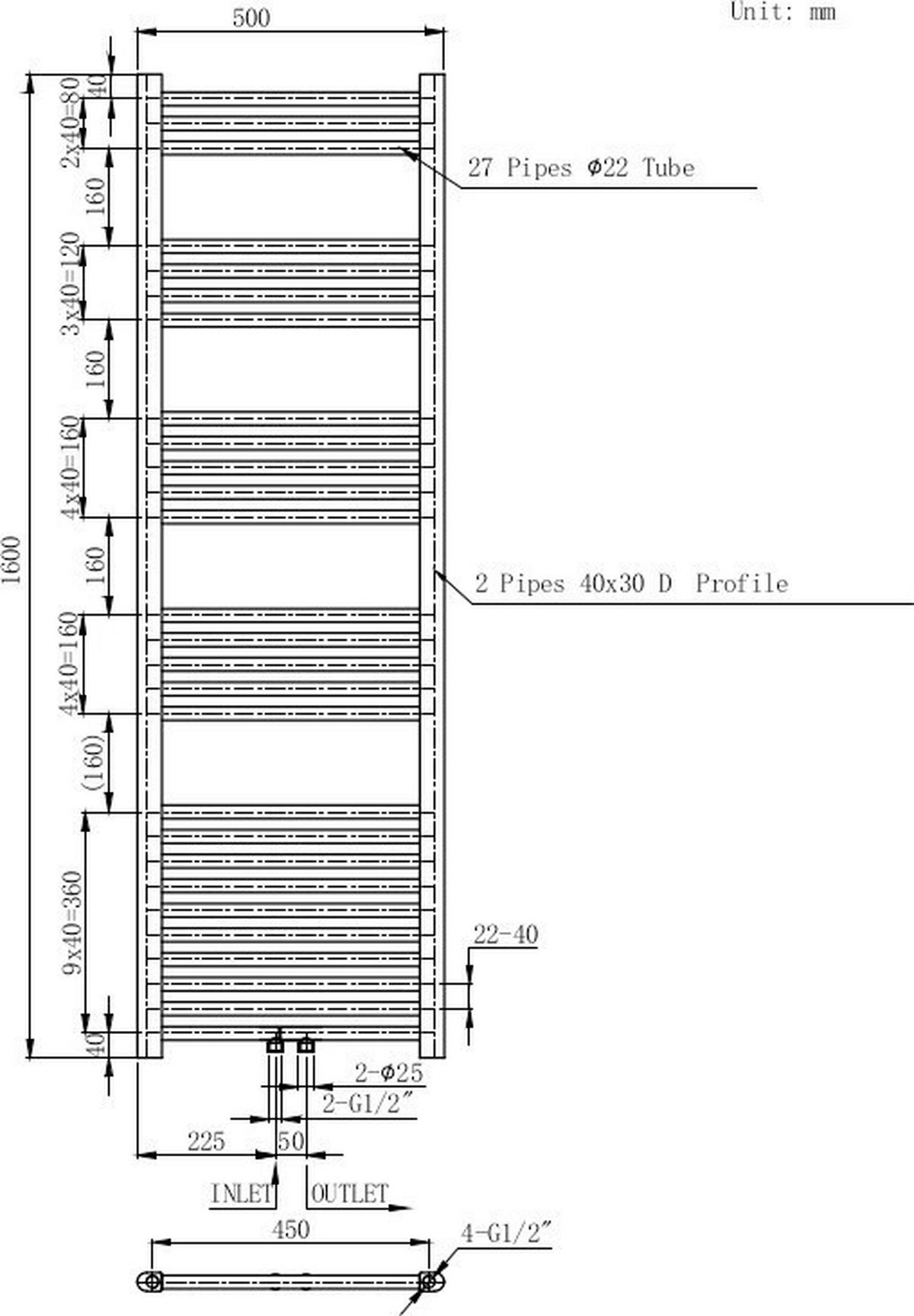 Heizkörper Heizkörper Bari 160x50cm - Weiß, KONVENTIONELL, Metall (50/160/1cm) - Sanotechnik