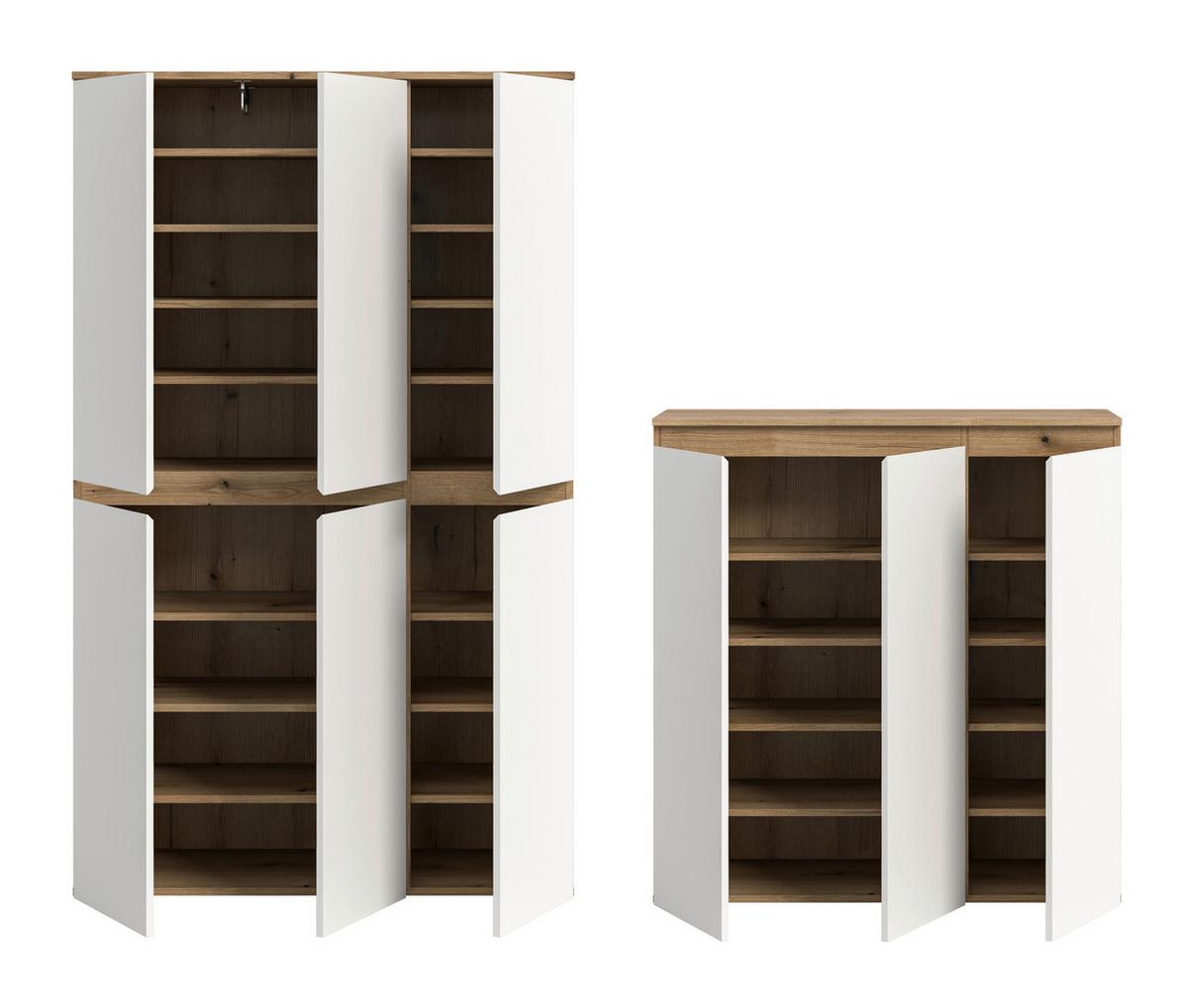 Garderobenschrank Scarpa Eiche Dekor, Weiß B: 175 cm - Eichefarben/Schwarz, Design, Holzwerkstoff (235/175/37cm) - Livetastic