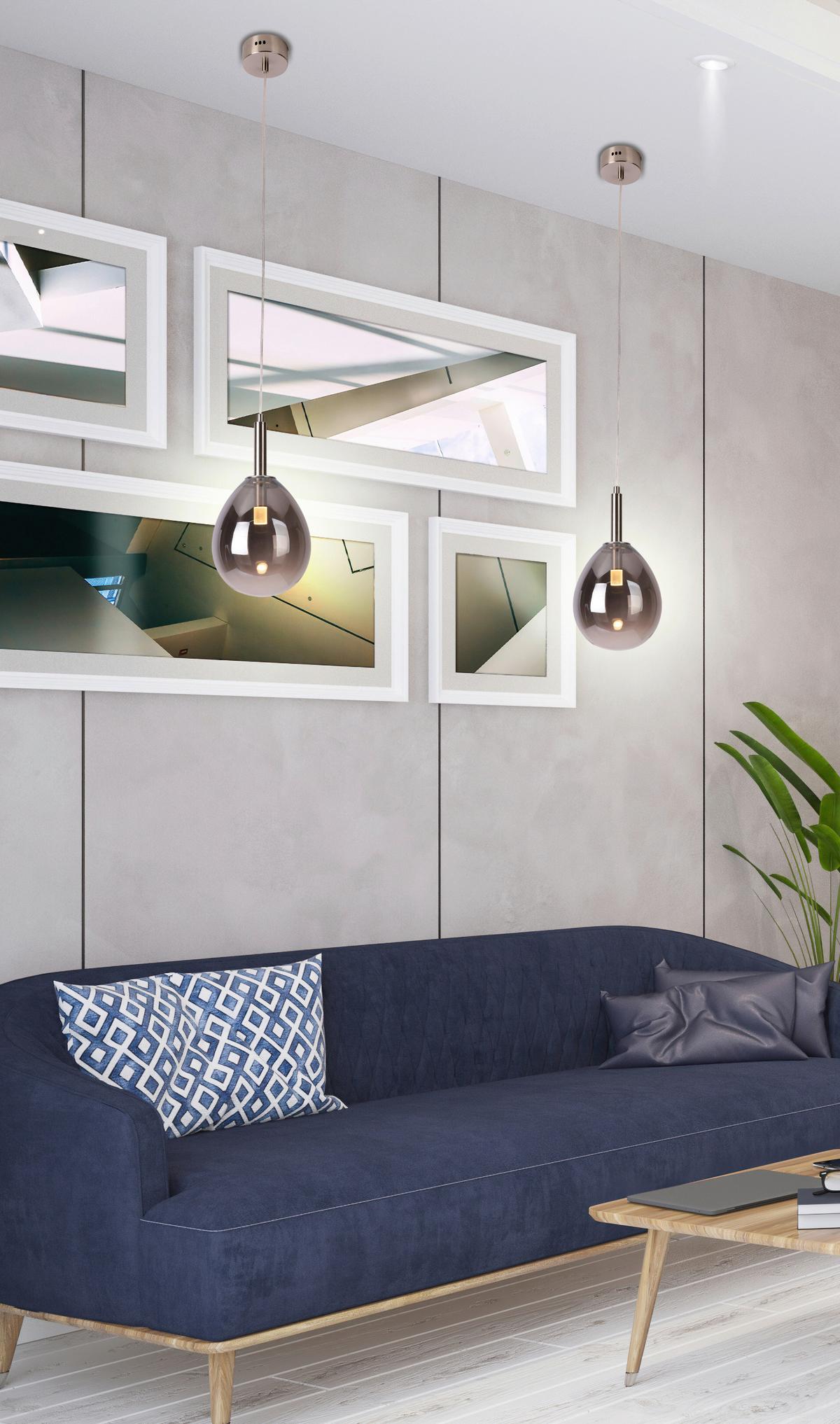 LED-Hängeleuchte 50133211 Lukka - Chromfarben/Silberfarben, Design, Glas/Metall (18/18/115cm)