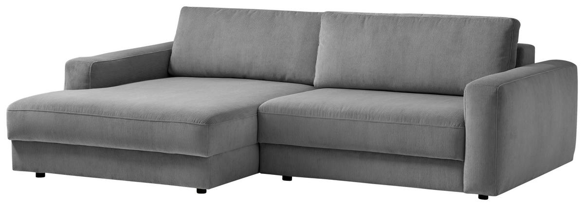 Ecksofa Bourbon - Dunkelgrau/Schwarz, MODERN, Textil (176/250cm) - Trendmanufaktur