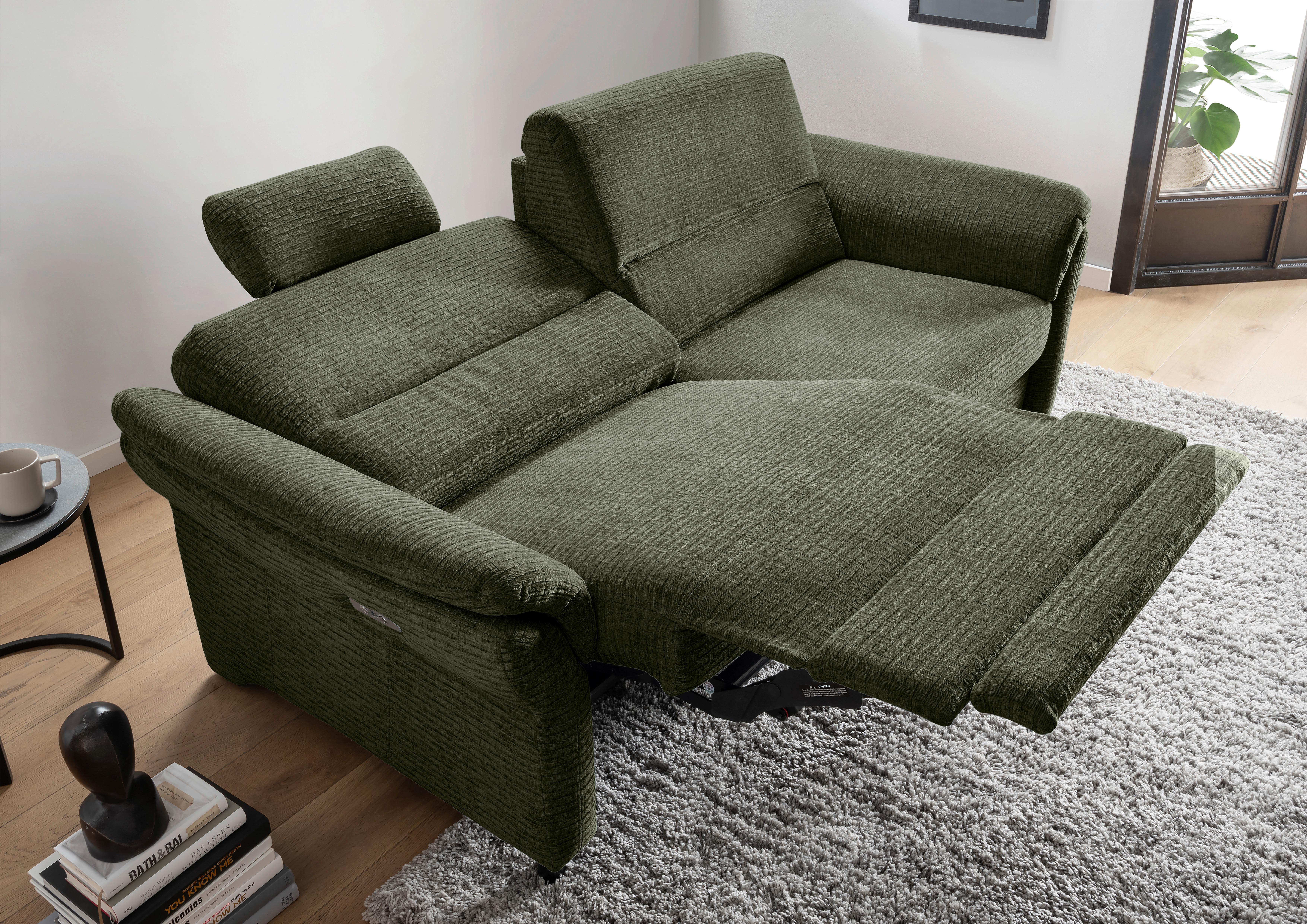 3-Sitzer-Sofa Cavoli, Olivgrün L B: 192 cm - Schwarz/Olivgrün, MODERN, Textil (192/90/89cm) - Livetastic