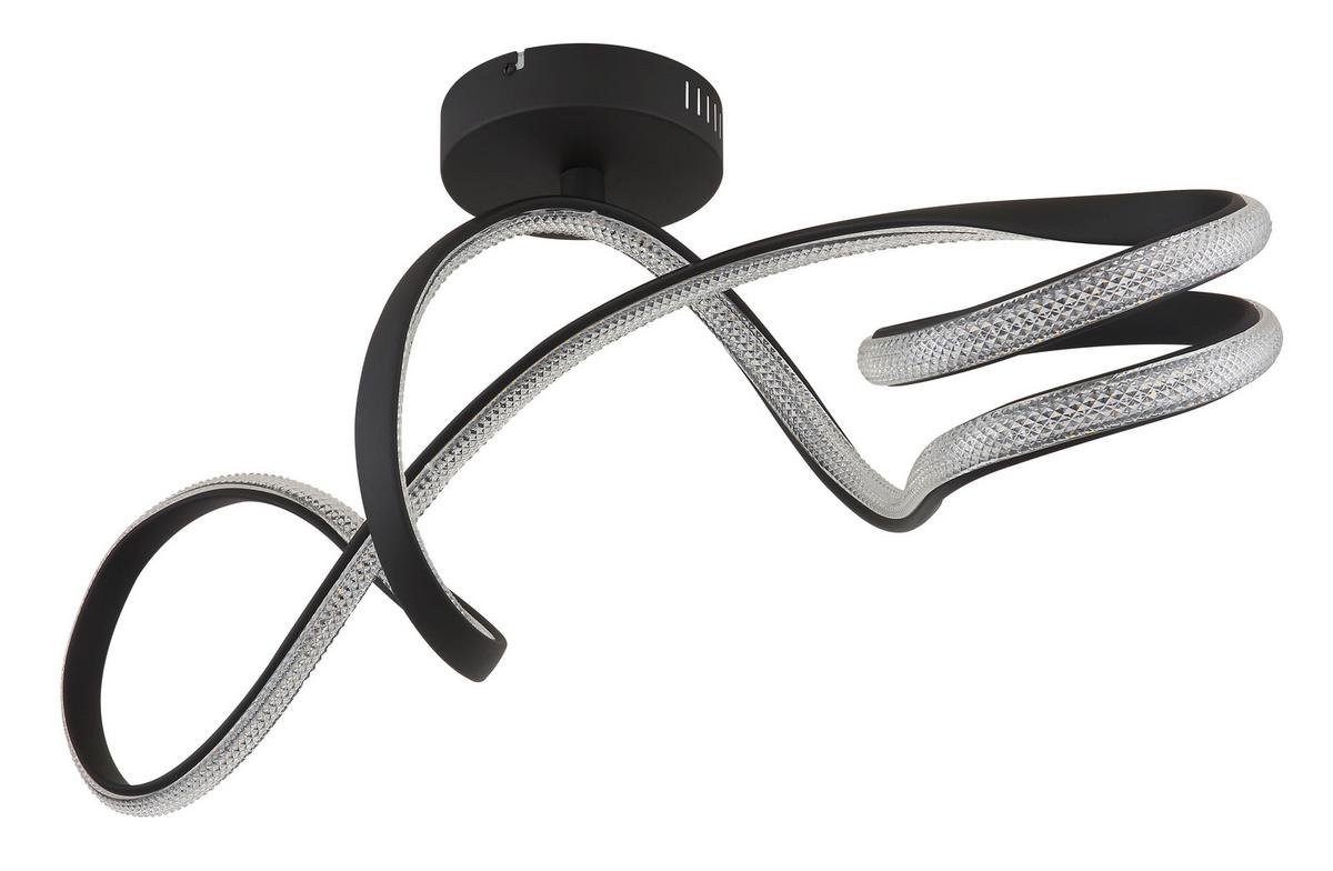 LED-DECKENLEUCHTE 67341DS SWIRL - Klar/Schwarz, Design, Kunststoff/Metall (90,8/28/33cm) - Globo