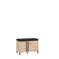 Előszobapad Laval - fekete/Artisan tölgy, Basics, faalapú anyag/textil (80/52/40cm)