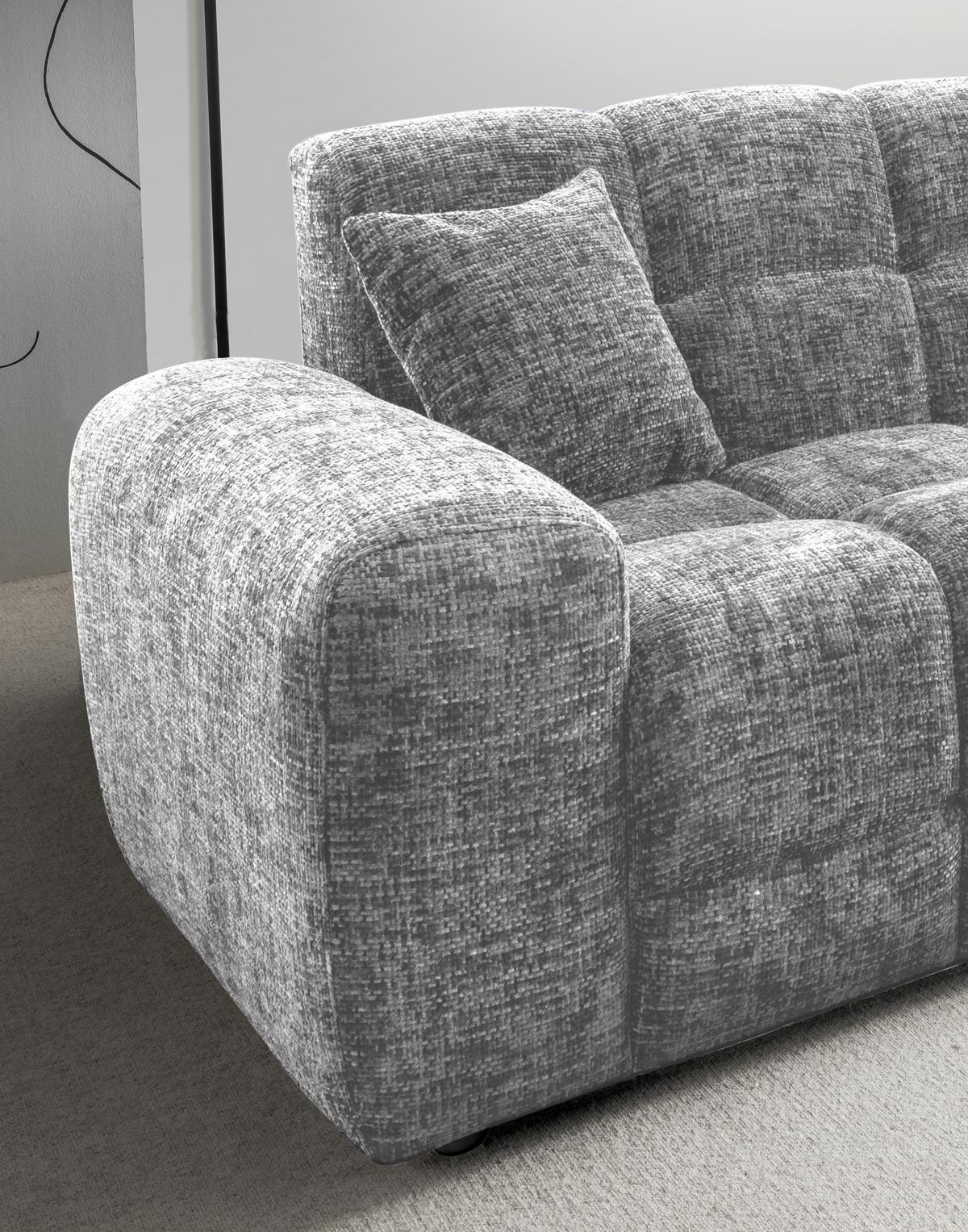 Viersitzer-Sofa Bosco, Silberfarben B: 300 cm - Silberfarben/Schwarz, MODERN, Textil (300/87/120cm) - Livetastic