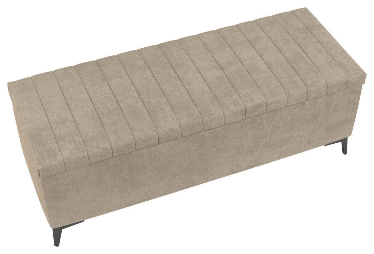 Lavica k posteli SANTI béžová - čierna/béžová, Modern, kov/kompozitné drevo (144/56/54cm)