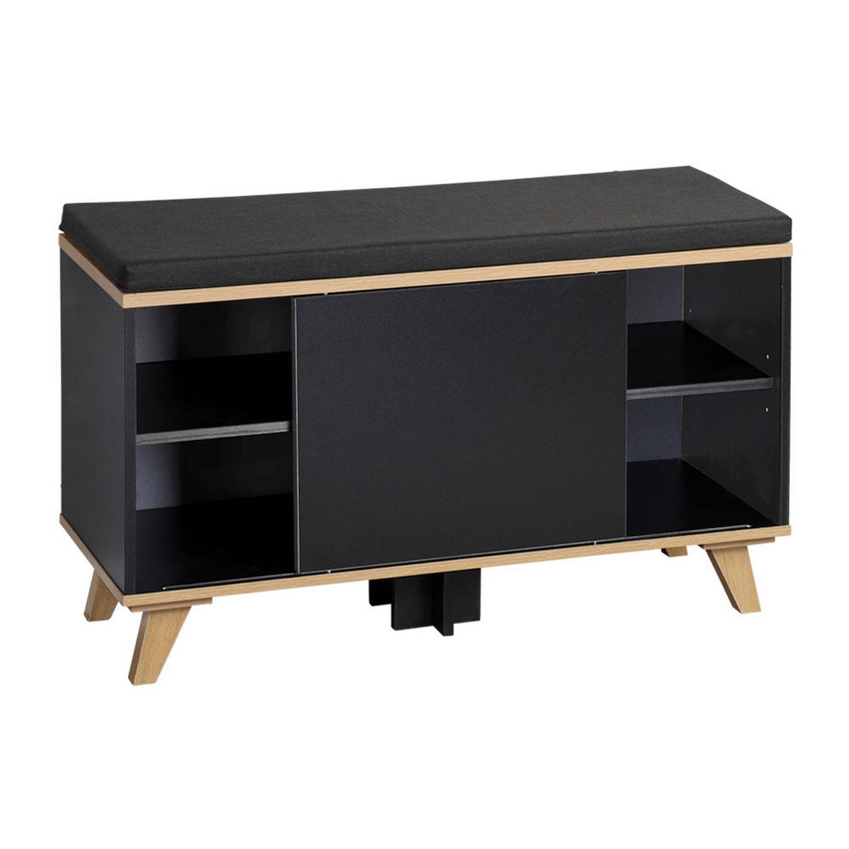 GARDEROBENBANK Eiche/Schwarz B: 77cm - Eichefarben/Schwarz, Basics, Holzwerkstoff/Textil (77/48/30cm) - Kesper