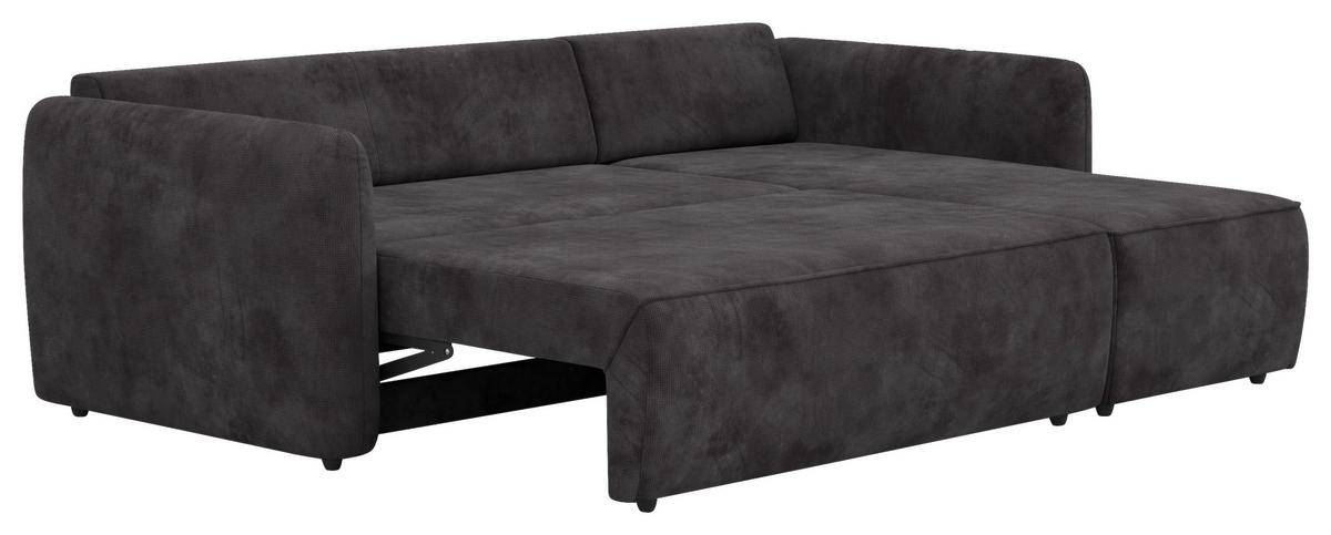Ecksofa mit Bettfunktion Flow Microfaser schwarz, B: 239cm - Schwarz, Trend, Textil (239/170cm) - MID.YOU
