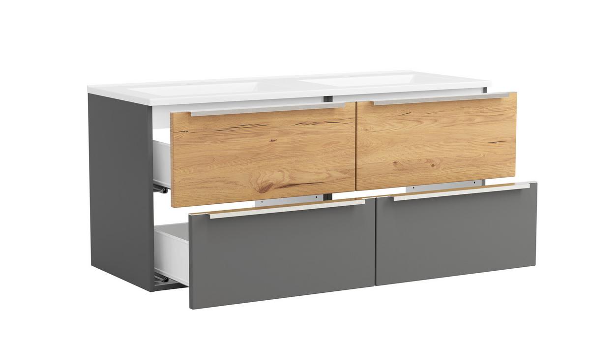 WASCHTISCHKOMBI Verona Grau/Wildeiche B: 120cm - Wildeiche/Weiß, Trend, Holzwerkstoff/Stein (120/54/47cm) - Held