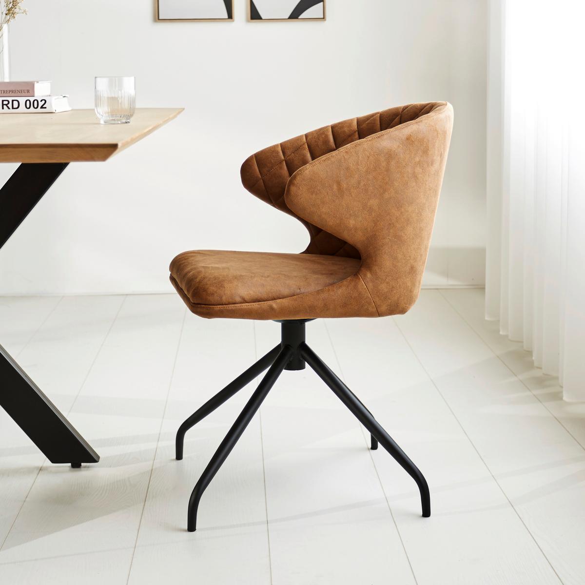 Armlehnstuhl Calais Cognac B: 56 cm - Cognac/Schwarz, MODERN, Textil/Metall (56/80/44cm) - MID.YOU