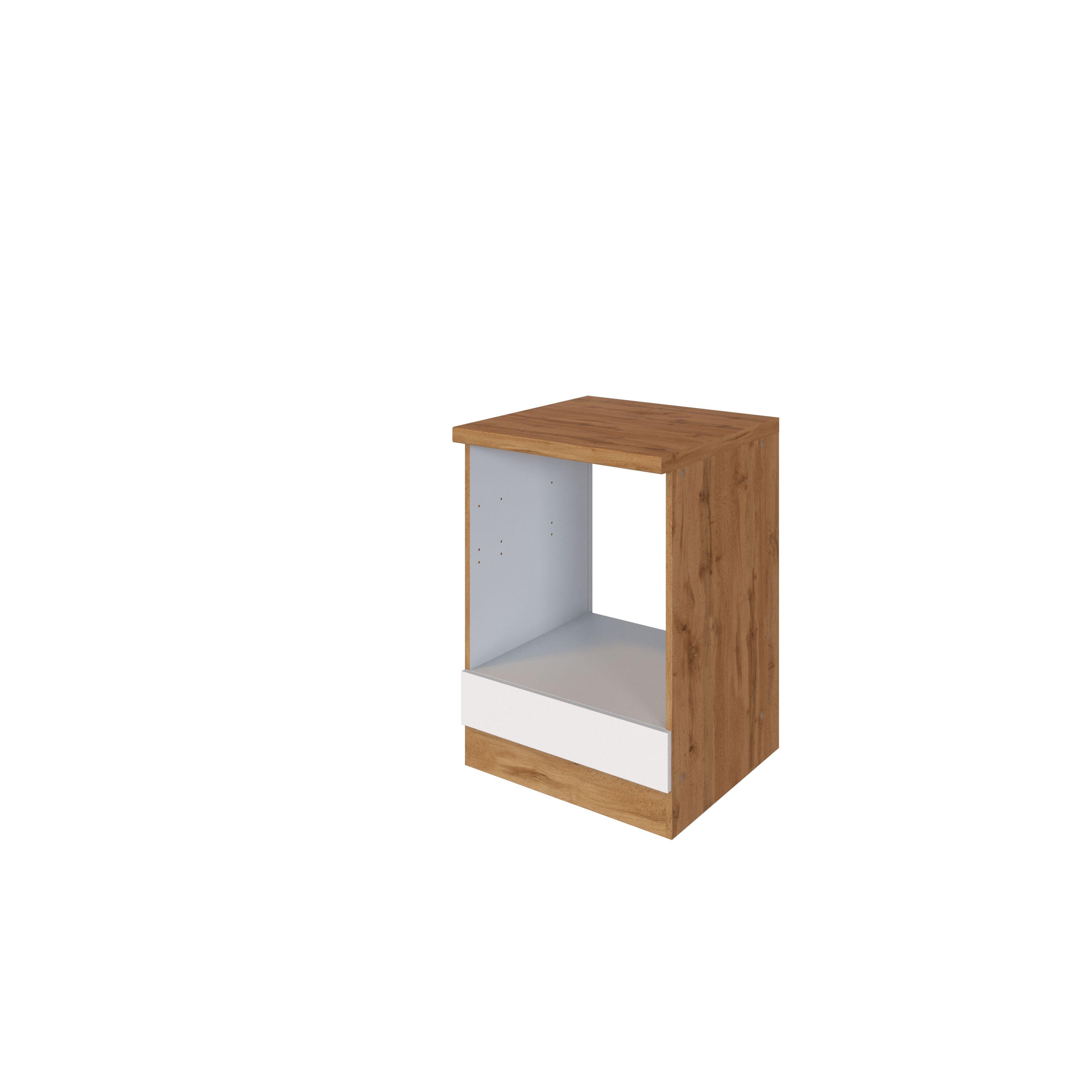 Herdumbauschrank B: 60cm Eiche Dekor/Weiß + Arbeitsplatte - Weiß, MODERN, Holzwerkstoff (60/85/60cm) - Held