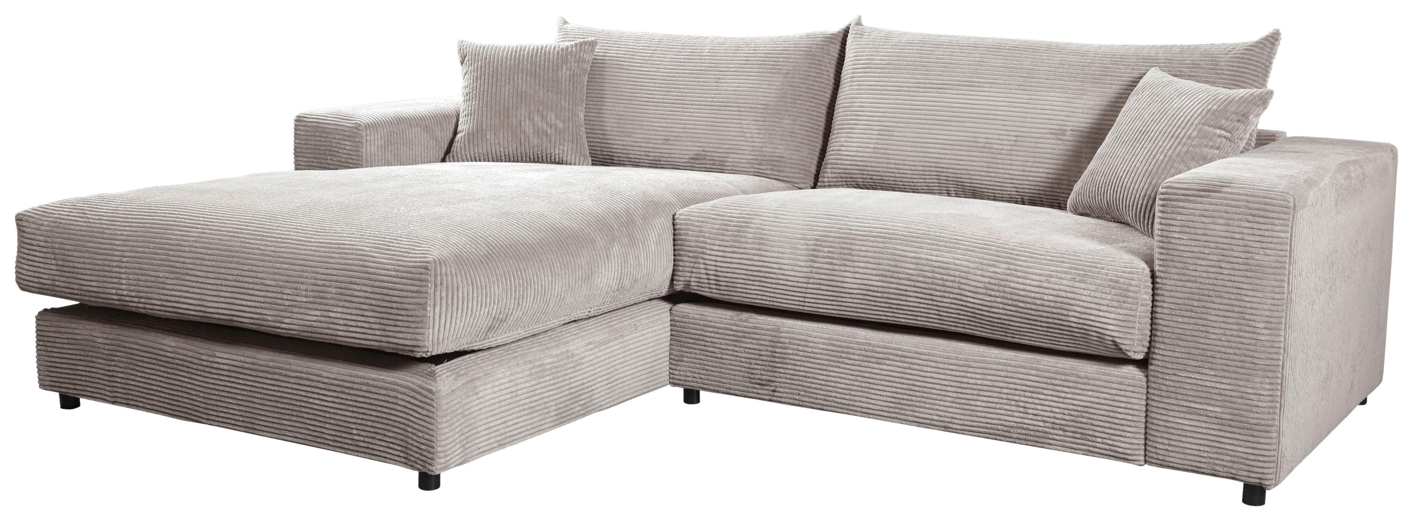 Ecksofa Funny S Links, Grau Schenkel: 180x265 Cm - Schwarz/Grau, Basics, Textil (180/265cm) - Livetastic