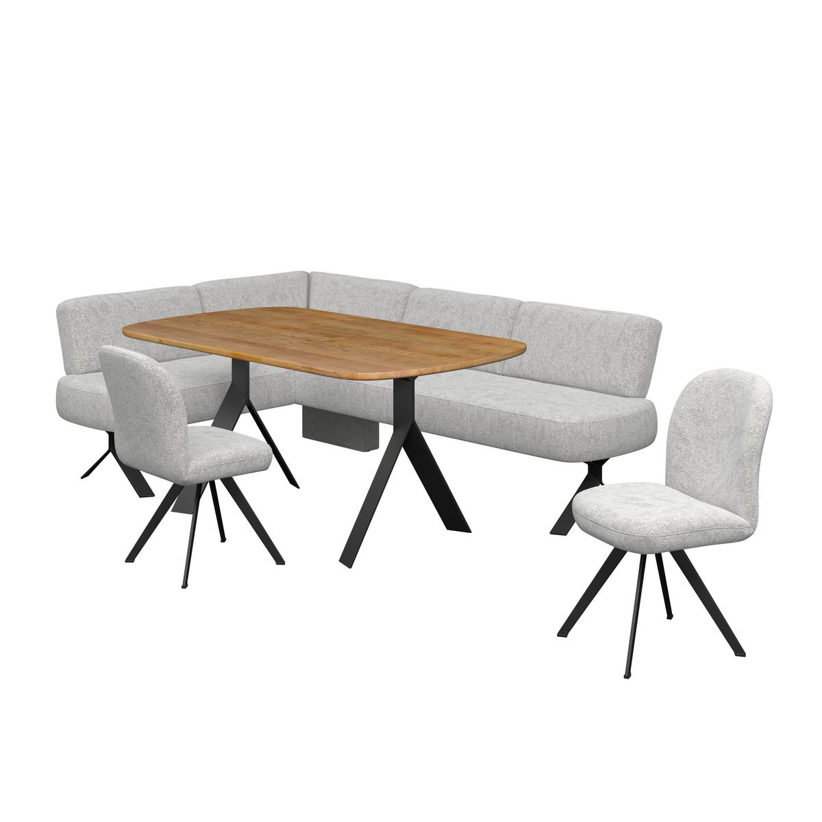 Eckbank hellgrau/Metallbeine Ulmo,S: 176x248cm - Hellgrau/Schwarz, MODERN, Textil/Metall (176/248cm)