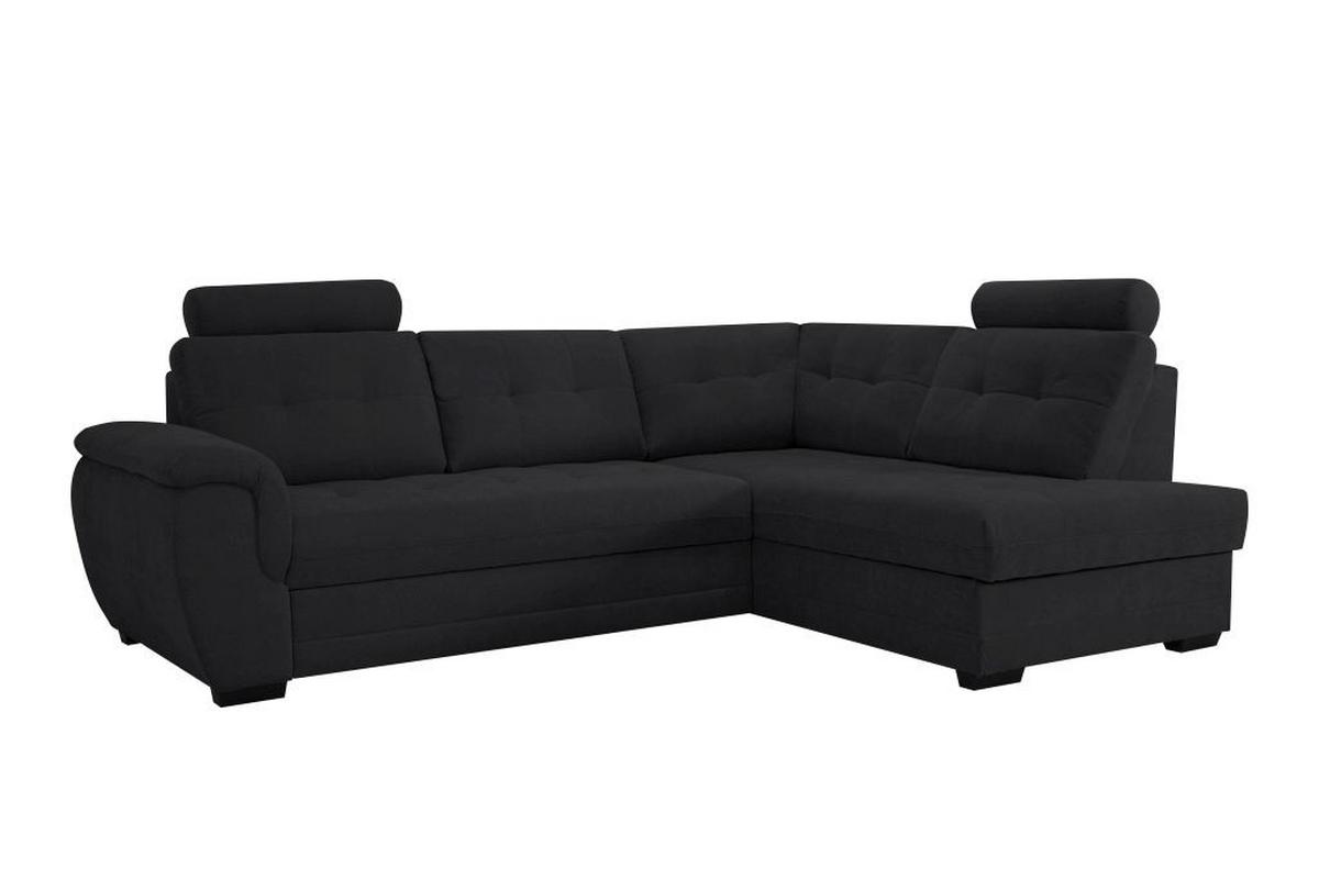 Rohová sedačka FALCO, pravá, černá žinylka,2x op.hlavy - černá, Konvenční, dřevo/kompozitní dřevo (251/183cm) - Ondega