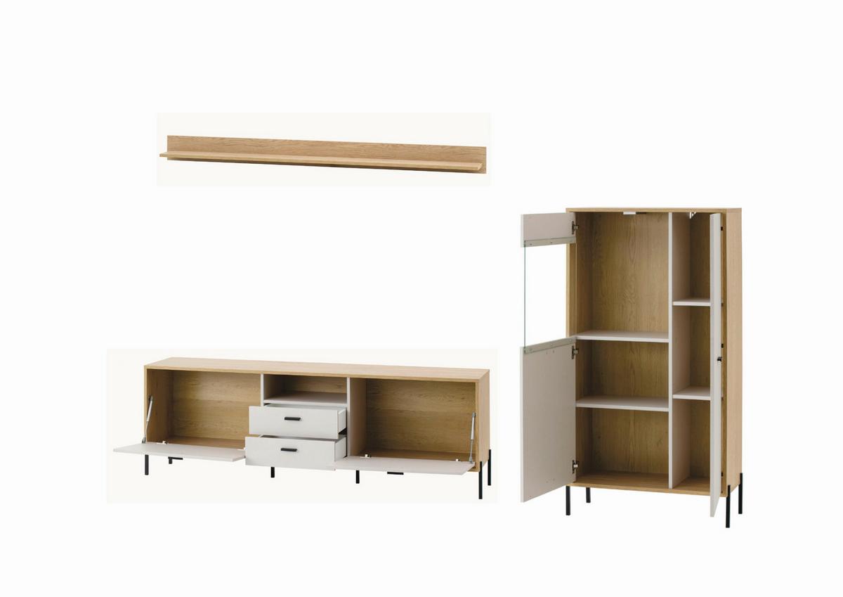 Wohnwand Fredericia Kaschmir/Eichefarben B: 285cm - Kaschmir/Eichefarben, Design, Holzwerkstoff (285/170/40cm) - MID.YOU