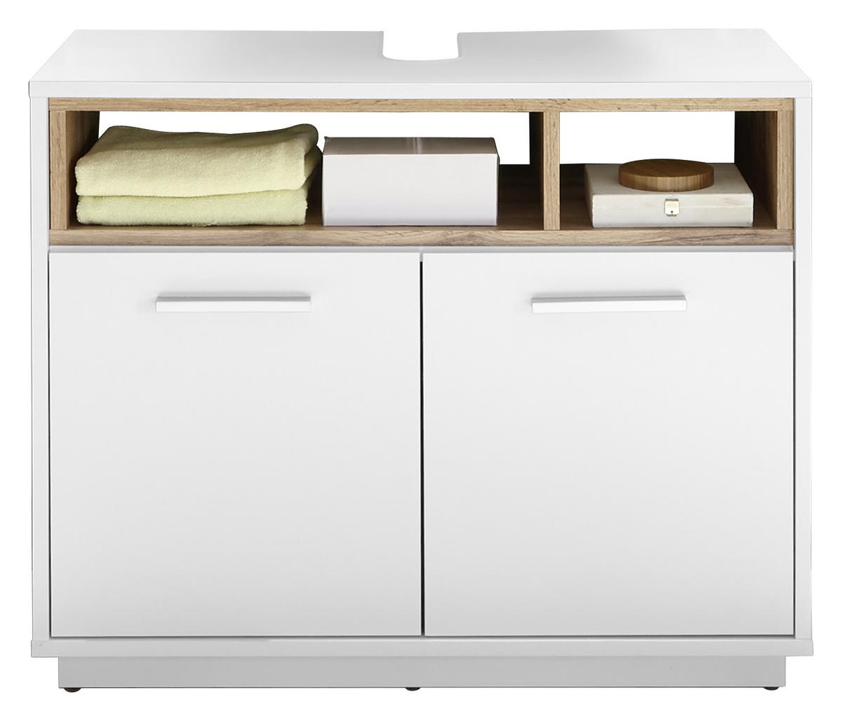 Skrinka pod umývadlo MILANO šírka: 80cm - biela/farba duba, Design, kompozitné drevo/plast (80/64/40cm) - MID.YOU