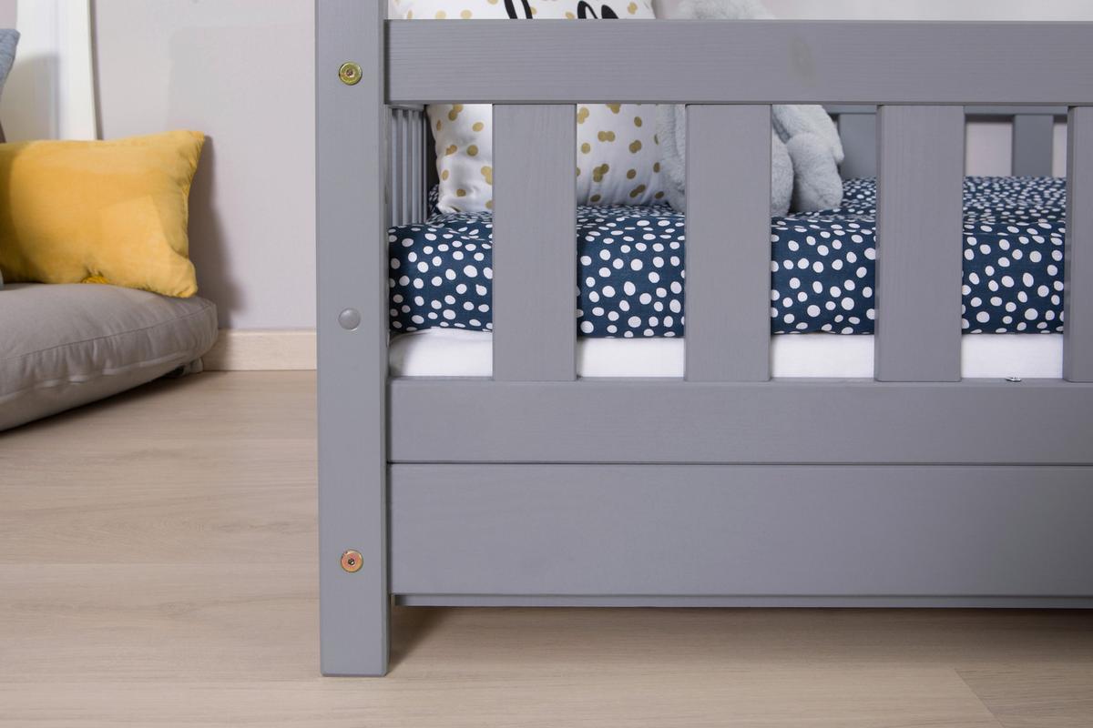 Hausbett Lou Bettschublade Hellgrau B: 90 cm - Hellgrau/Weiß, MODERN, Holz/Textil (90/200cm) - MID.YOU