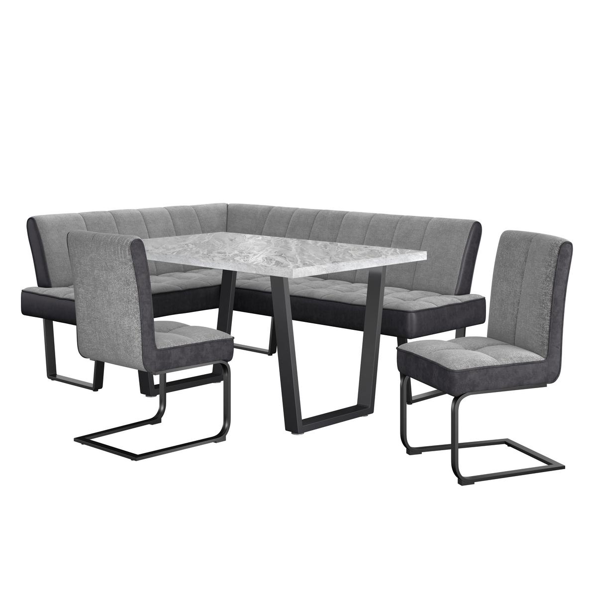 Eckbank Pag - Hellgrau/Schwarz, KONVENTIONELL, Textil/Metall (160/200cm) - MID.YOU