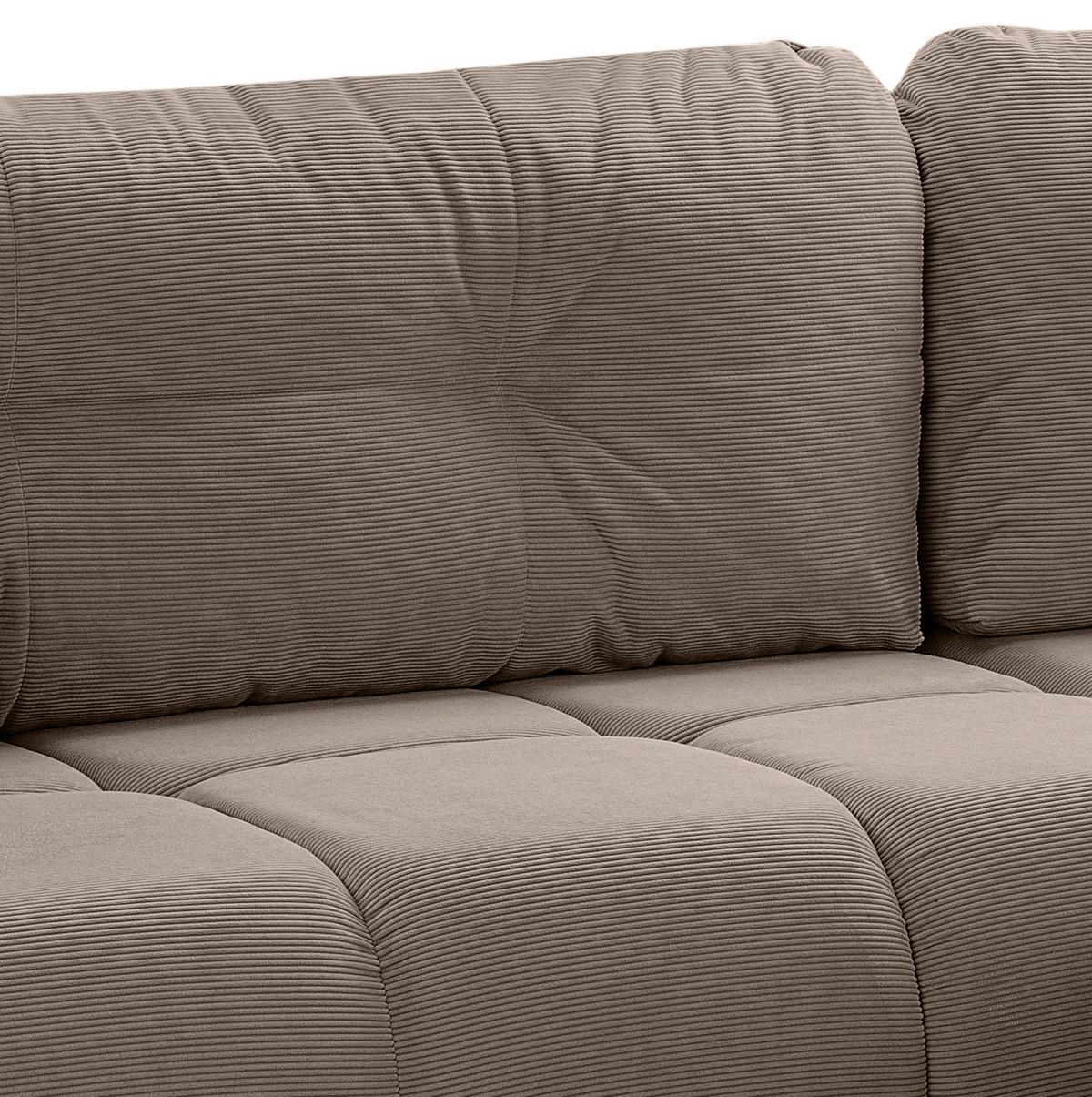 Ecksofa Sancho Long Beigebraun S: 255x155cm - Beigebraun/Schwarz, Basics, Holz/Textil (255/155cm) - MID.YOU