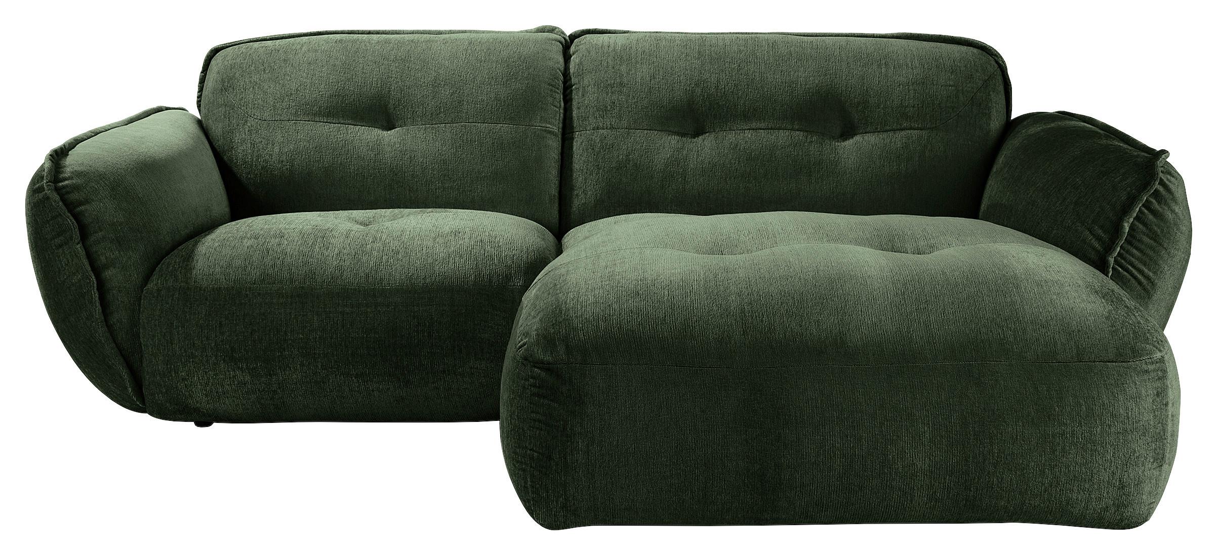 Ecksofa Fluffy Dunkelgrün S: 269x184 cm - Dunkelgrün/Schwarz, MODERN, Textil (269/184cm) - Trendmanufaktur