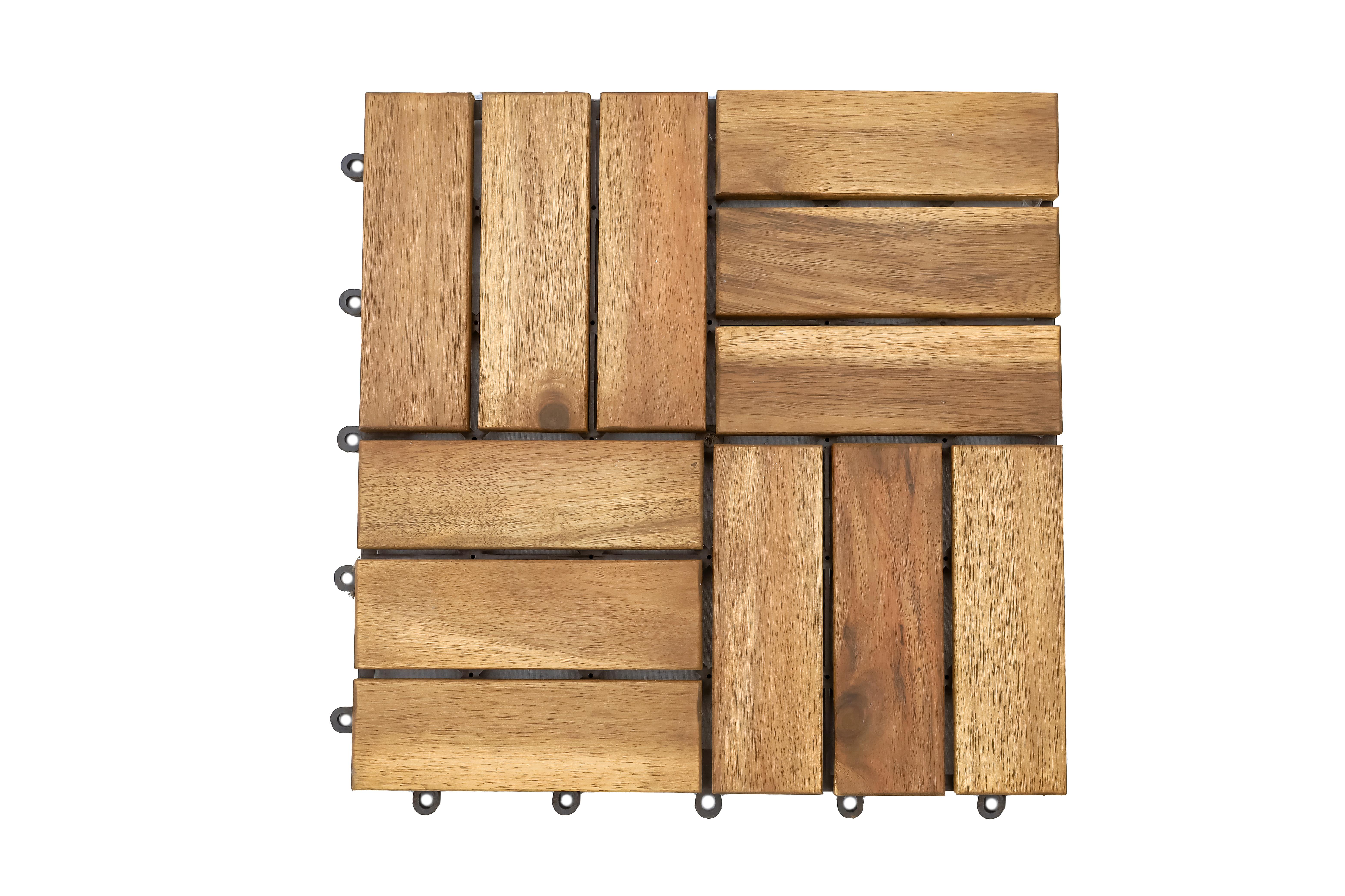 Terrassenfliese Finn 10er-Set Je ca. 30x30 cm Akazienholz