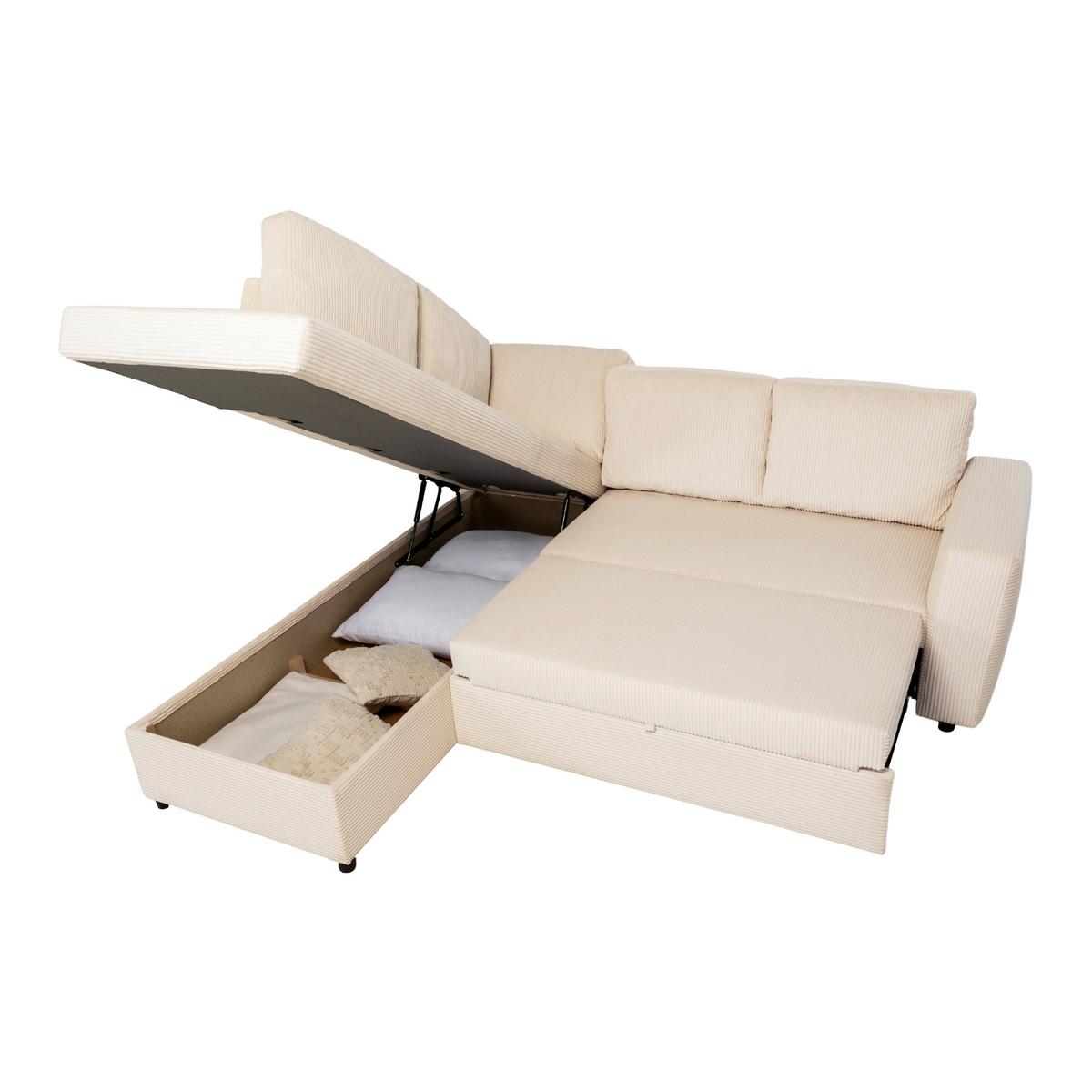 Ecksofa mit Schlaffunktion Toulouse perlmutt, 206x224cm - Perlmutt/Schwarz, Trend, Holz/Textil (206/224cm)