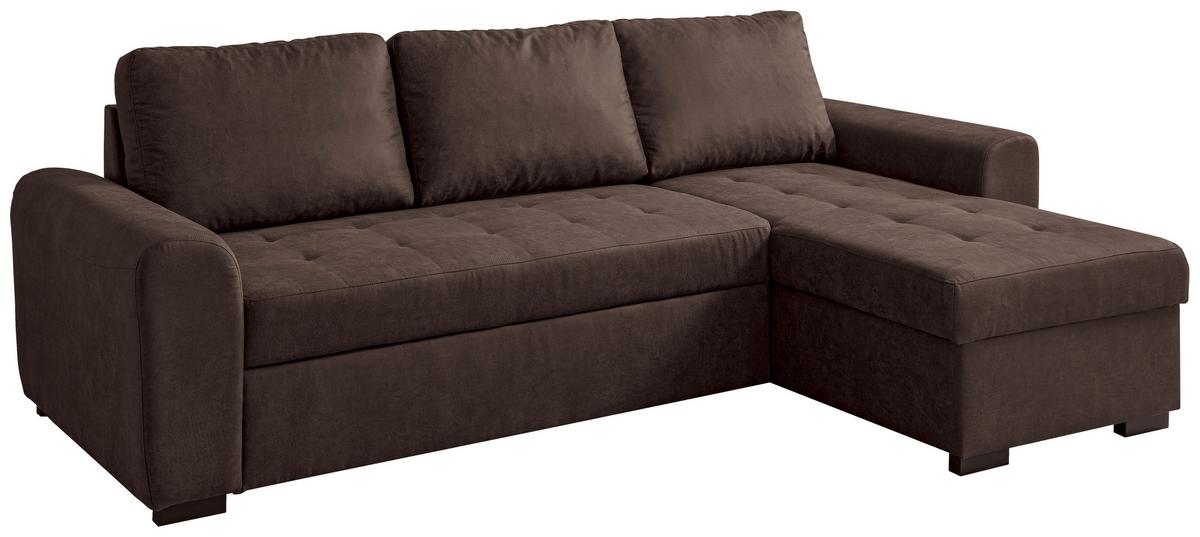 Rohová sedačka POLL, obojstranná, tmavohnedá - tmavohnedá, Modern, textil (243/85/155cm) - Based