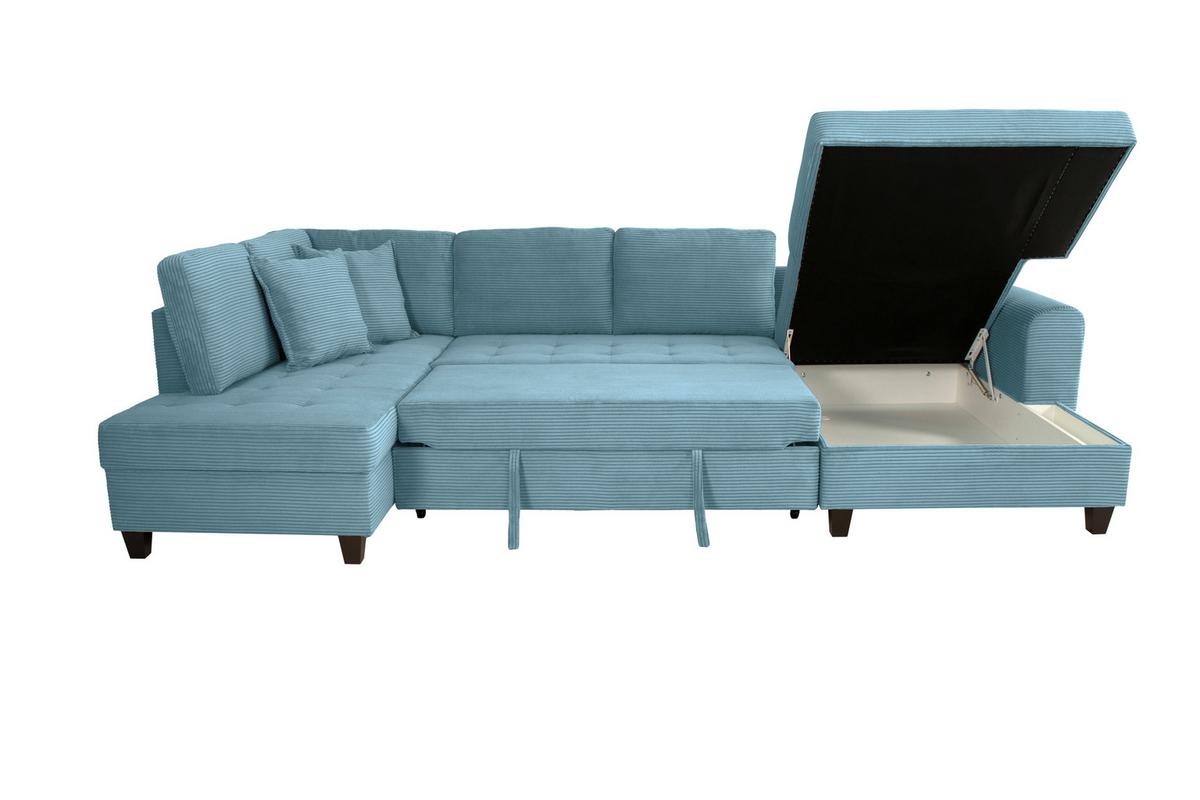 Wohnlandschaft Moritz Hellblau U-Form:178x324x155 Cm - Hellblau, Trend, Textil (178/324/155cm)