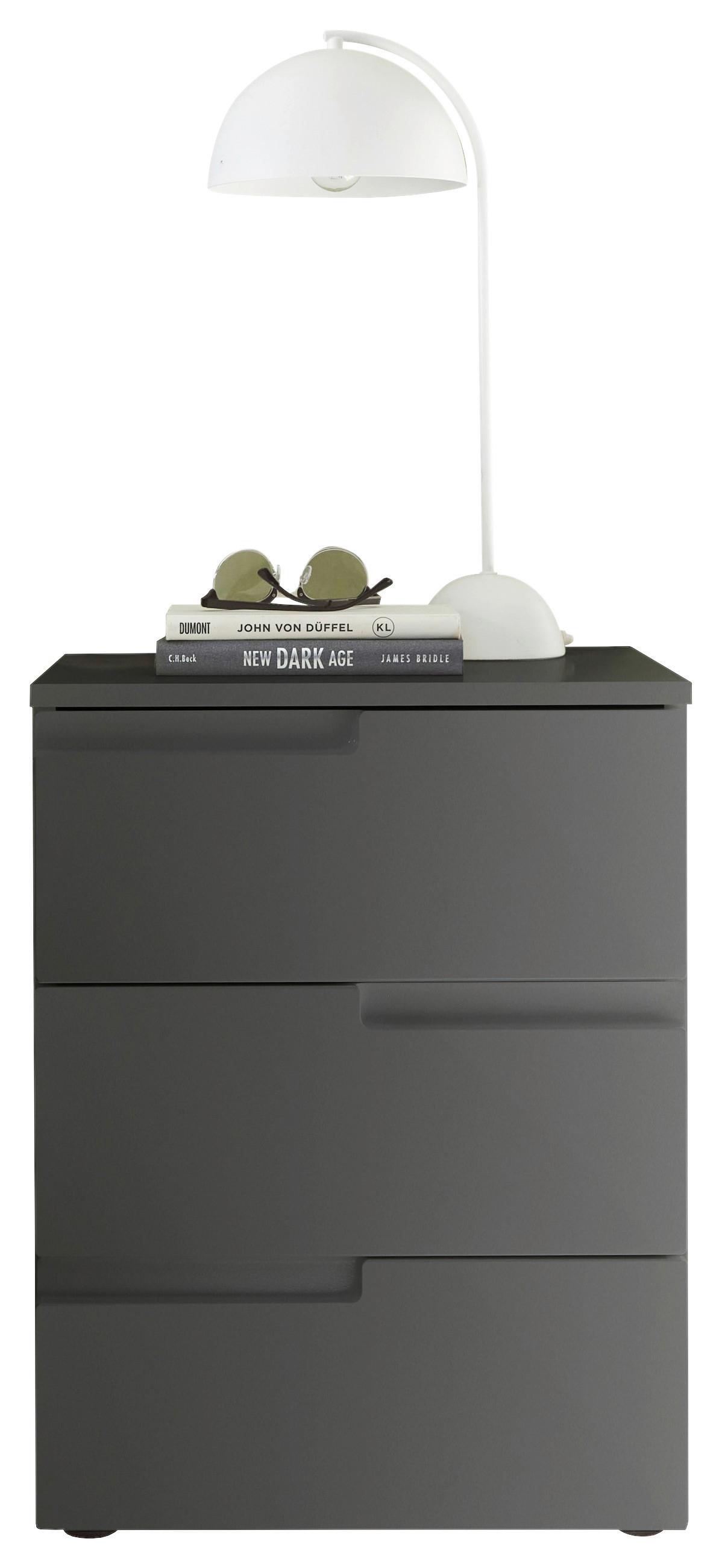 Nočný stolík SPICE 3 3 zásuvky, v grafitovom dekore - čierna/grafitová, Modern, kompozitné drevo/plast (46,2/60,9/40cm)