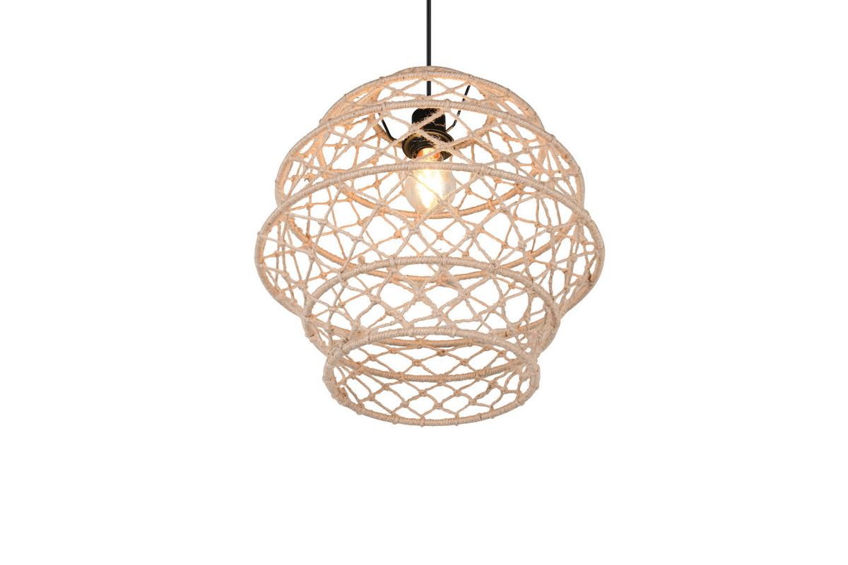 Hängeleuchte Hive Naturfarben Schwarz D: 38,5 cm - Schwarz/Naturfarben, Natur, Textil/Metall (38,5/150cm)