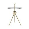 Beistelltisch mit Glasplatte Rund Ontario, Grau/Gold - Goldfarben/Grau, MODERN, Glas/Metall (46/46/52cm) - Kayoom