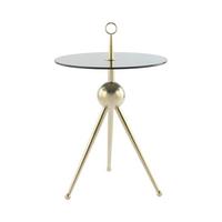 Beistelltisch Mit Glasplatte Rund Ontario, Grau/gold - Goldfarben/Grau, MODERN, Glas/Metall (46/46/52cm) - Kayoom