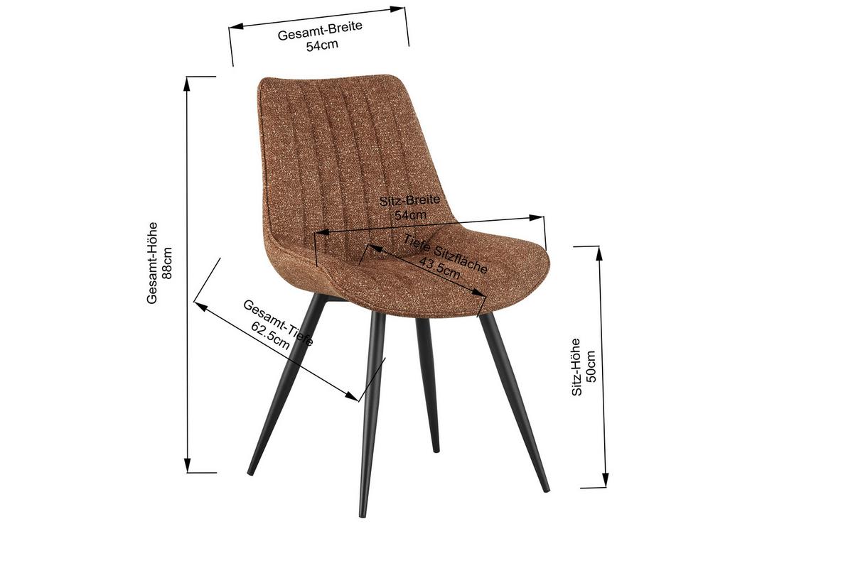 Vierfußstuhl Nikita Leinenoptik Beige, B: 54 cm - Beige/Schwarz, KONVENTIONELL, Holz/Textil (54/88/61,5cm) - MID.YOU