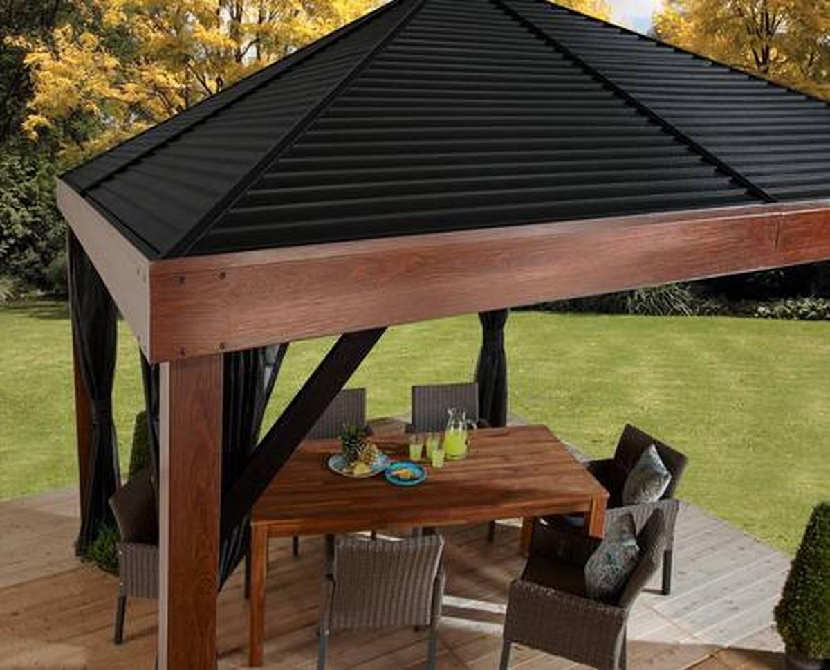 Pavillon Valencia 363x310x363 Cm Wetterfest - Braun, Basics, Metall (363/310/363cm)