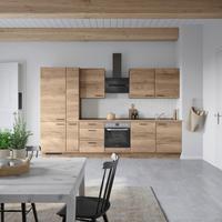 Kuchyňská linka 330 cm, dekor dub Havanna - černá/tmavý dub, Moderní, kov/kompozitní dřevo (330cm) - Nobilia