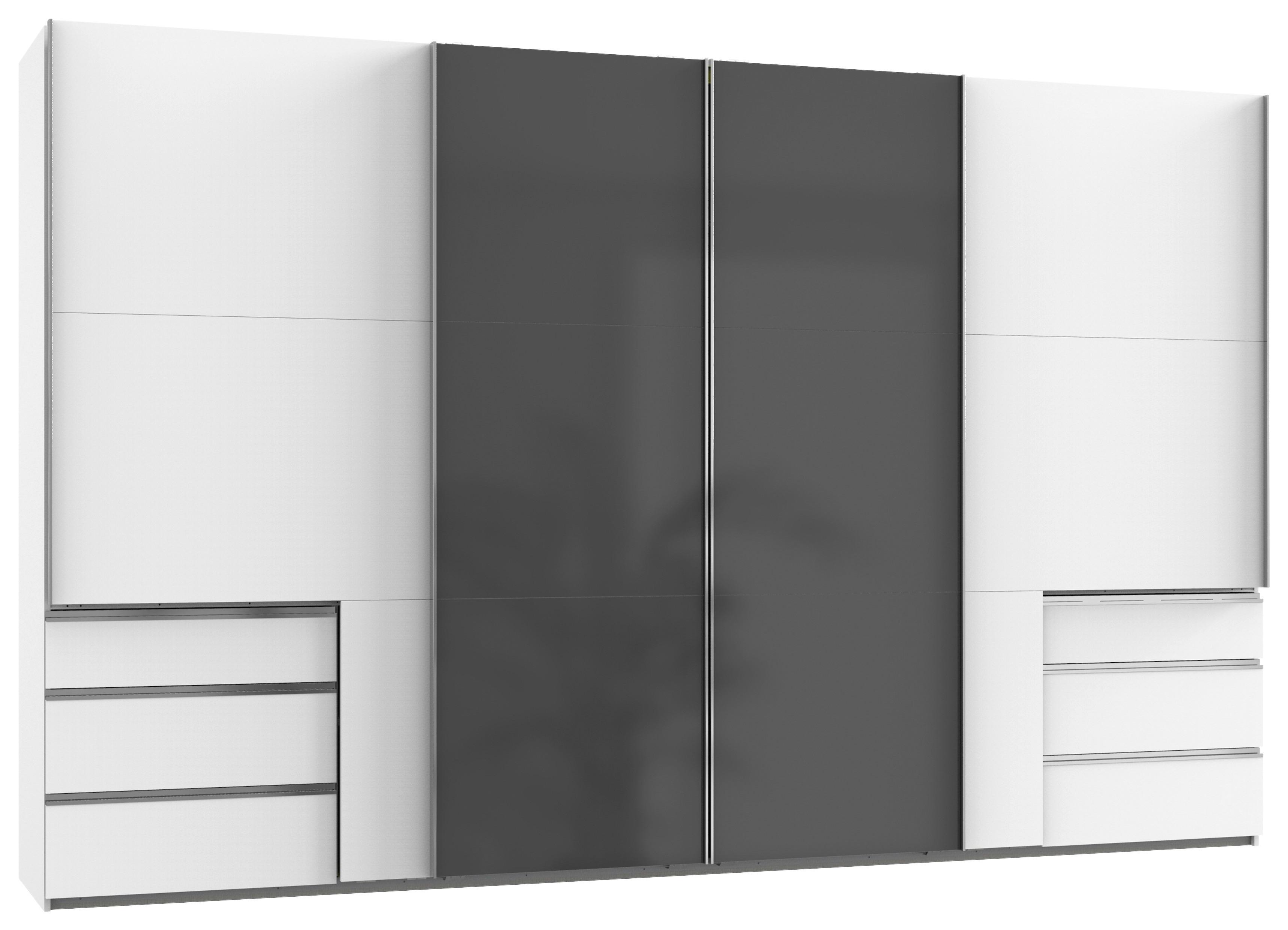 Schwebetürenschrank B: 350 Cm Level Grau/weiß - Weiß/Grau, MODERN, Holzwerkstoff (350/216/65cm) - MID.YOU