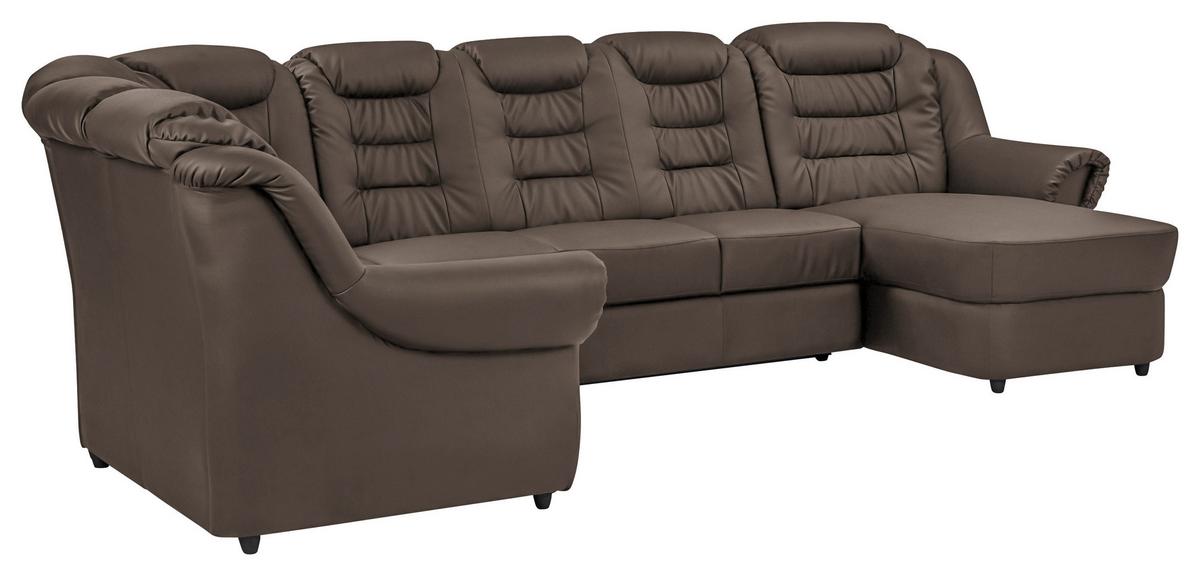 Wohnlandschaft Boston Braun Lederlook - Schwarz/Braun, KONVENTIONELL, Textil (216/333/165cm) - Livetastic