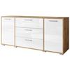 Sideboard 150cm Bogota Xl Grau - Weiß Hochglanz/Eiche Wotan, Basics, Holzwerkstoff (150/68/40cm) - P & B
