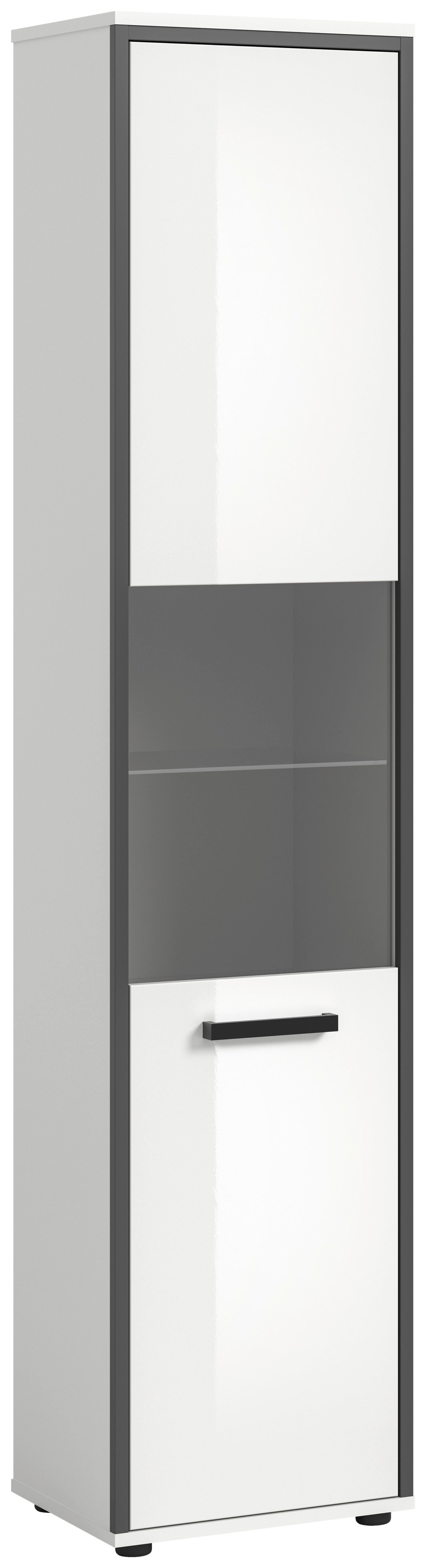 Hochschrank Kojak, Weiß Hochglanz B: 40 Cm - Weiß Hochglanz/Schwarz, MODERN, Holzwerkstoff (40/188/34cm) - MID.YOU