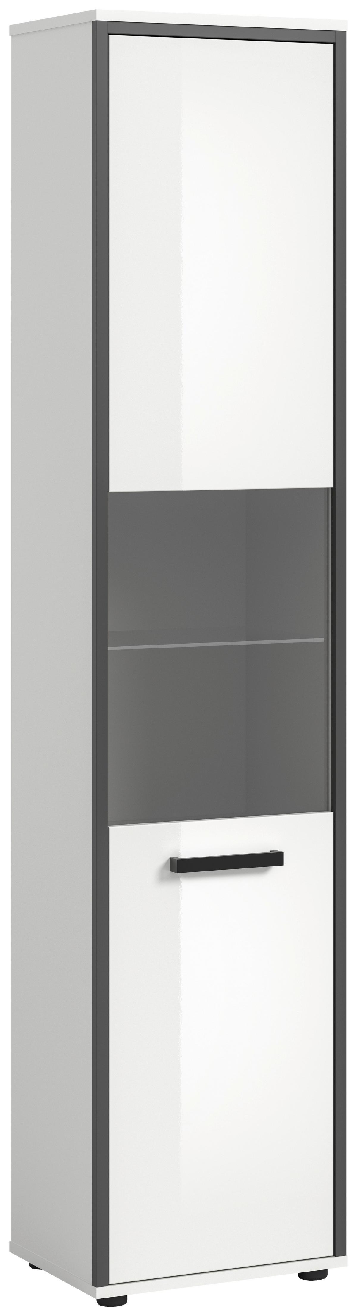 Hochschrank Kojak, Weiß Hochglanz B: 40 Cm - Weiß Hochglanz/Schwarz, MODERN, Holzwerkstoff (40/188/34cm) - MID.YOU