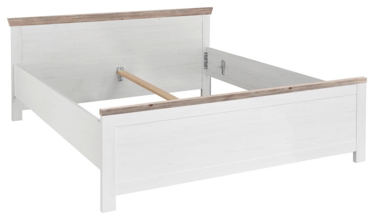 Bett Florenz Pinie Weiß Dekor, 180x200 - Hellbraun/Pinienfarben, Design, Holzwerkstoff (180/200cm) - MID.YOU