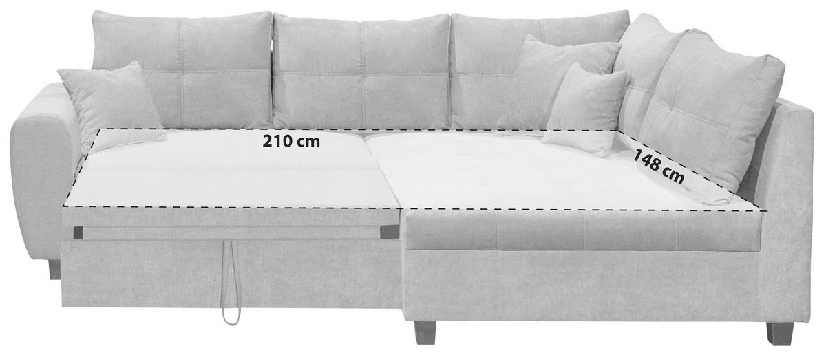 Ecksofa Mit Schlaffunktion + Kissen Lea, Polyester-Nylon - Anthrazit/Schwarz, Basics, Holzwerkstoff/Textil (248/176cm) - MID.YOU