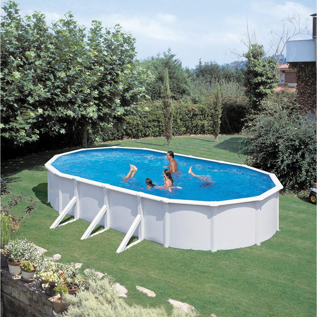Stahlwandpool Oval Steely De Luxe mit Leiter L: 730 cm