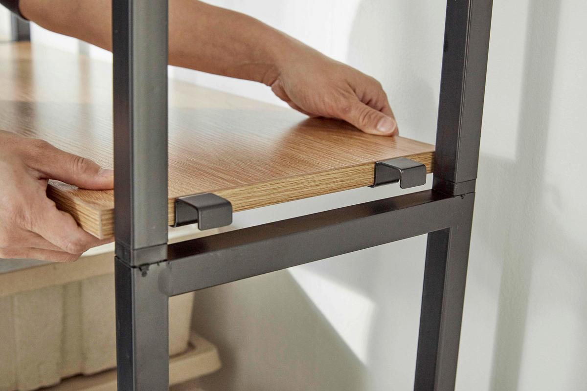 Leiterregal Naturfarben/Schwarz B: 82,5 cm - Schwarz/Naturfarben, Design, Holzwerkstoff/Metall (82,5/210/30cm) - Livetastic