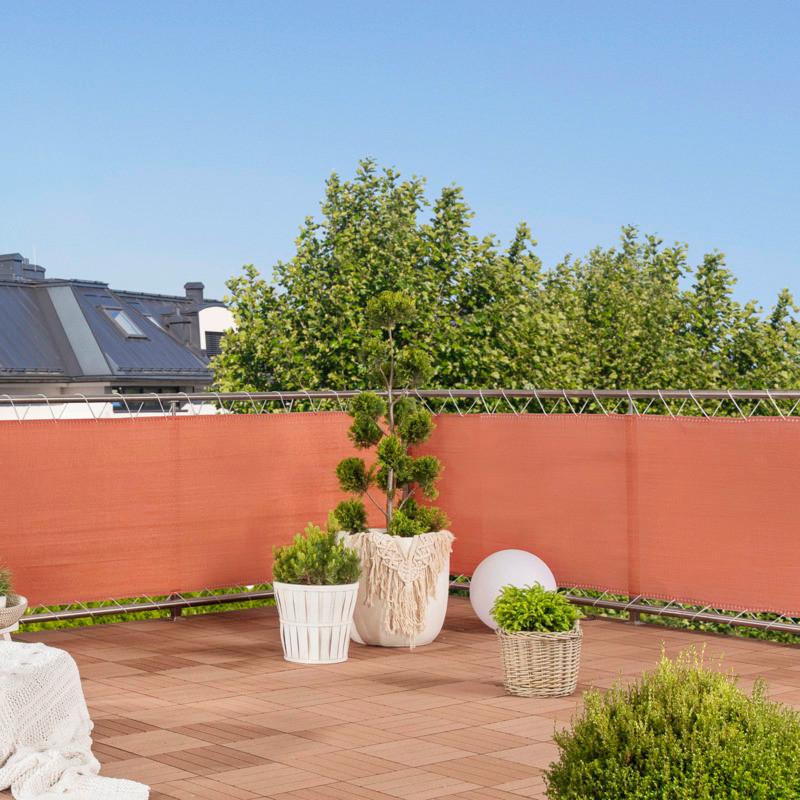 Sichtschutz Balkonbl. Sylt 0,9x5m, - Terracotta, Basics, Kunststoff (500/90cm) - Windhager
