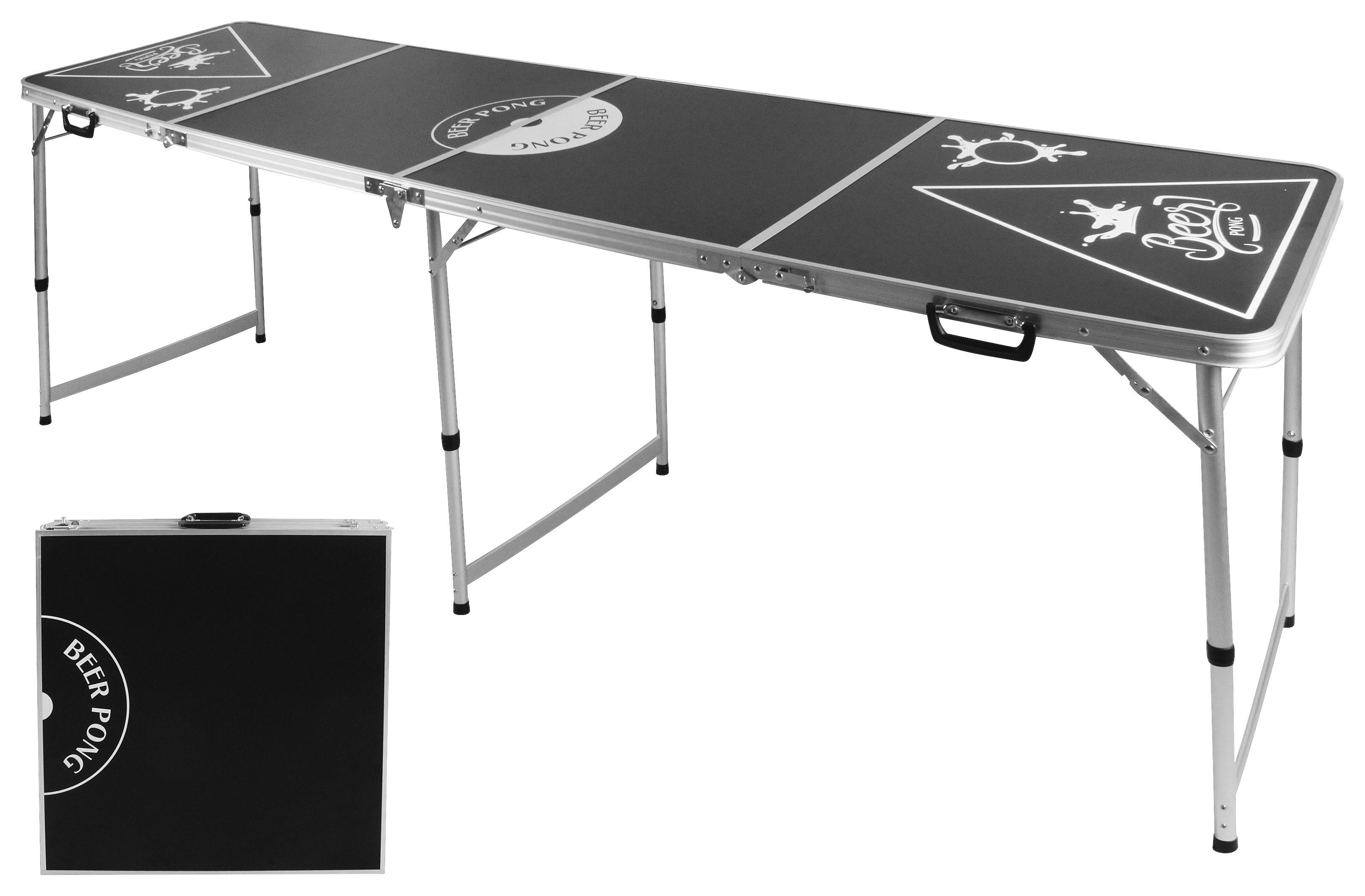 Beer-Pong-Tisch LxBxH 240x60x 54-76 cm inkl. Transportkoffer - Schwarz, Basics, Holzwerkstoff/Metall (60/54/76/240cm)