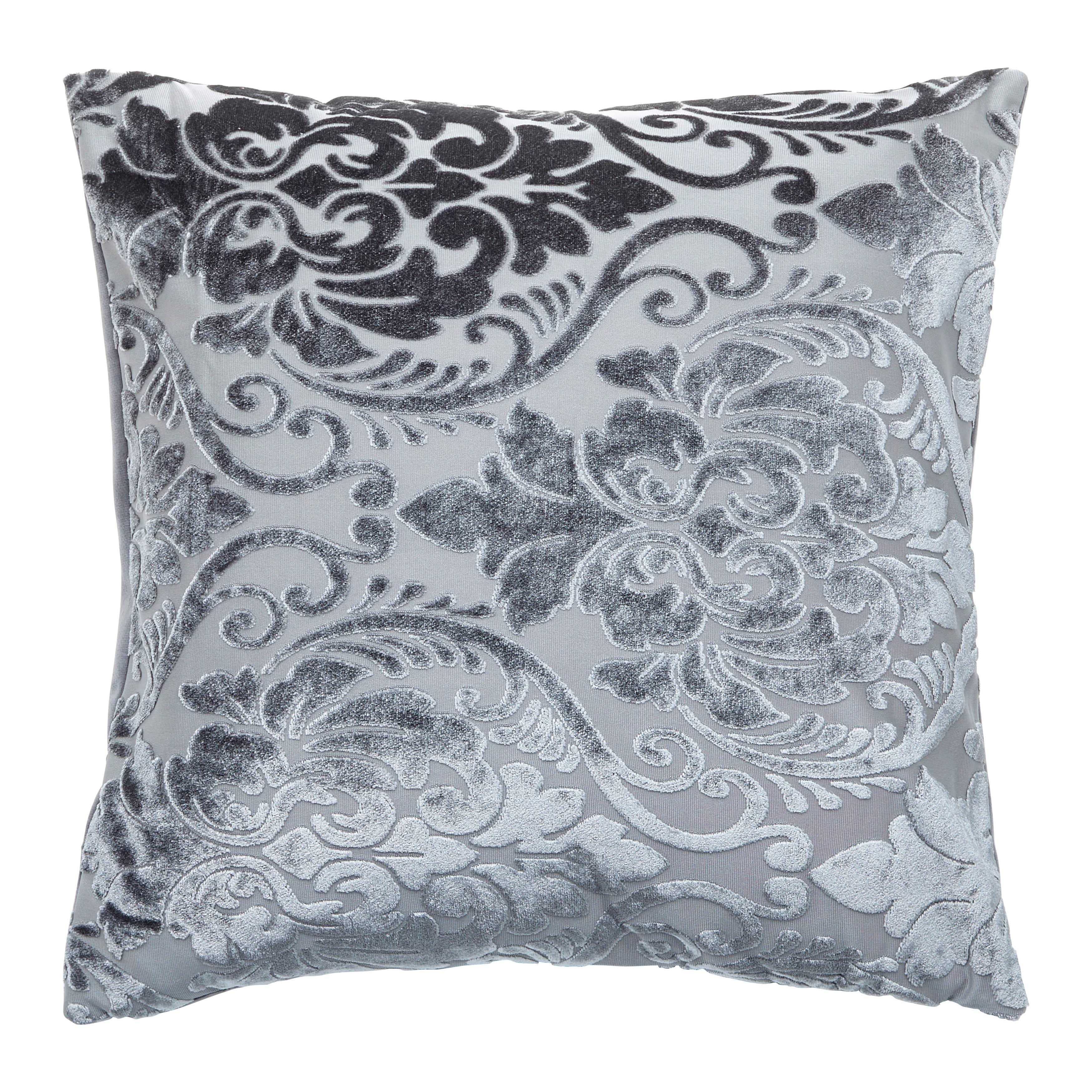 Dekoračný vankúš Velvet Ornament, 45/45cm - sivá, Romantik / Landhaus, textil (45/45cm) - Modern Living