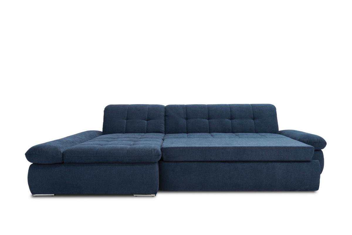 Ecksofa Mit Schlaffunktion Moric Dunkelblau Mikrofaser - Chromfarben/Dunkelblau, KONVENTIONELL, Textil (172/300cm) - MID.YOU