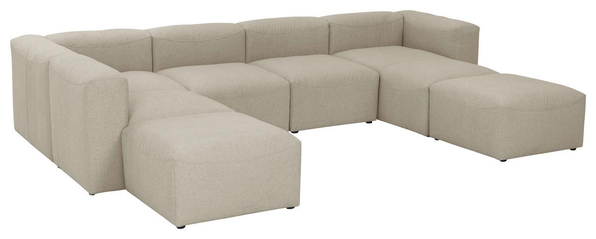 Wohnlandschaft Lena Creme Flachgewebe